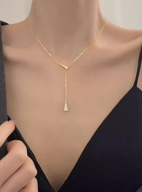 S925纯银流苏几何项链女轻奢小众