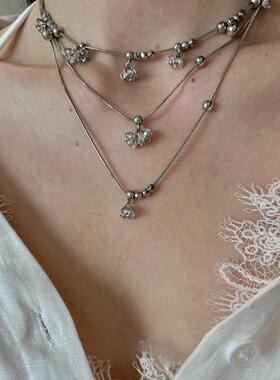爆闪银色铃兰花朵碎冰冰项链气质