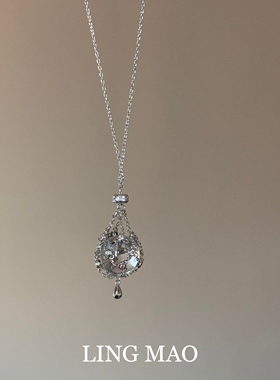 轻奢小众仿水晶网兜吊坠项链精致