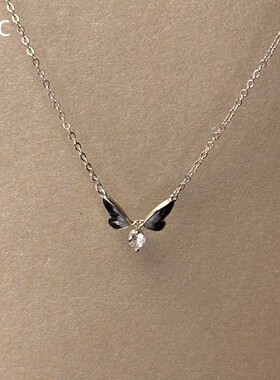 渐变蓝紫色蝴蝶闪钻项链韩系简约