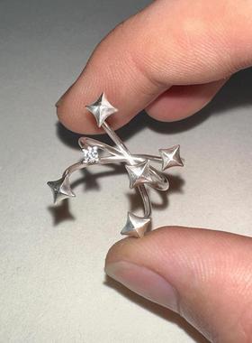 冷淡风闪钻四芒星戒指时尚高级感