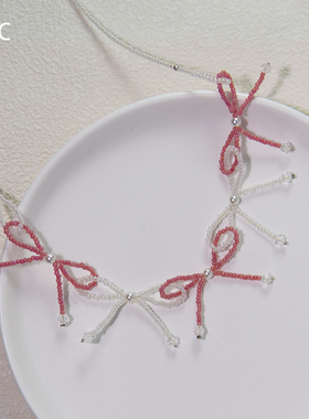 蝴蝶结项链女超仙米珠串珠学生党