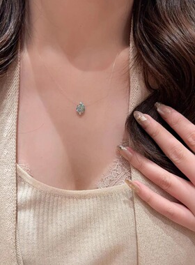 人鱼之泪爆闪莫桑钻透明鱼线项链