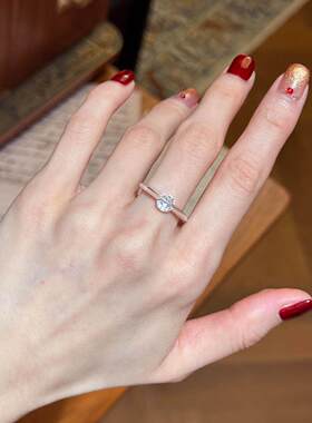 银色可转动闪钻戒指轻奢小众高级