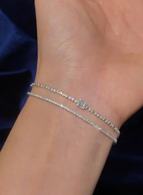 S925纯银爆闪莫桑闪钻手链高级感