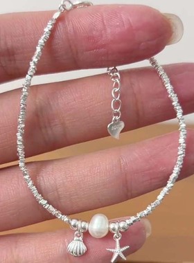 S925纯银海星贝壳珍珠手链女韩系