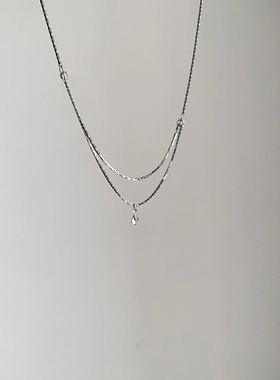 极细款叠戴简约水滴项链气质颈链