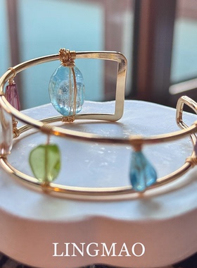 多彩仿宝石镂空手镯轻奢小众气质