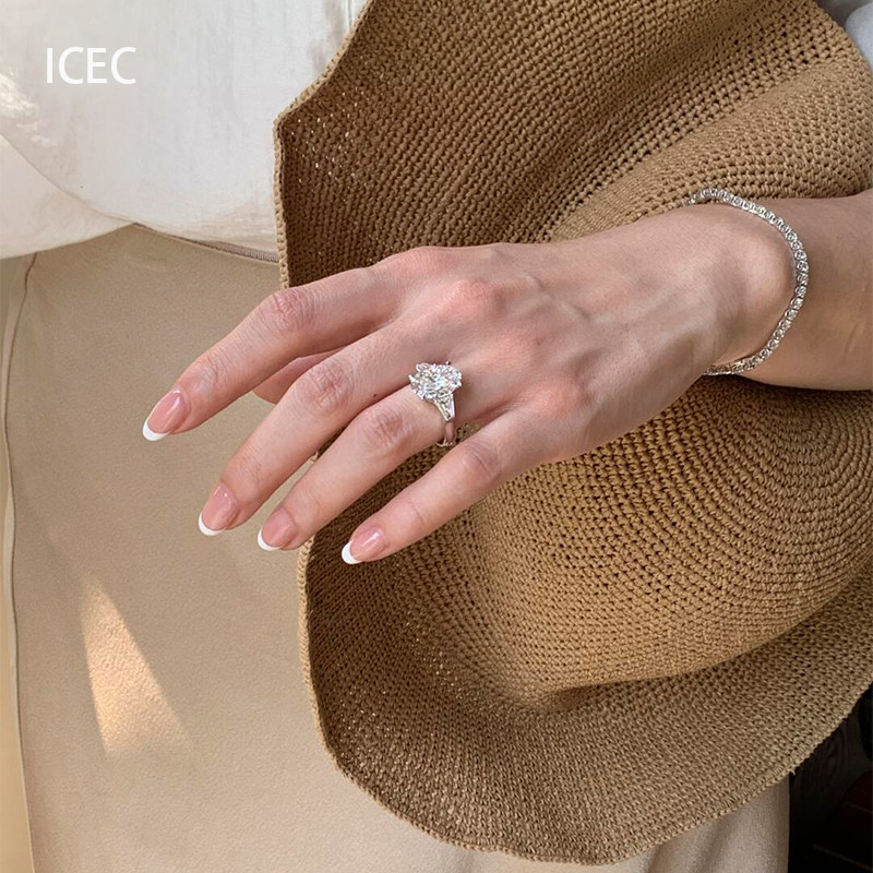 New Chinese style explosive pigeon egg imitation zircon ring for women
