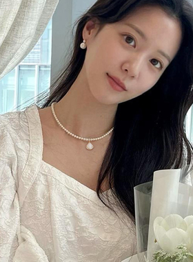 法式裙摆仿珍珠项链女款高级感秋