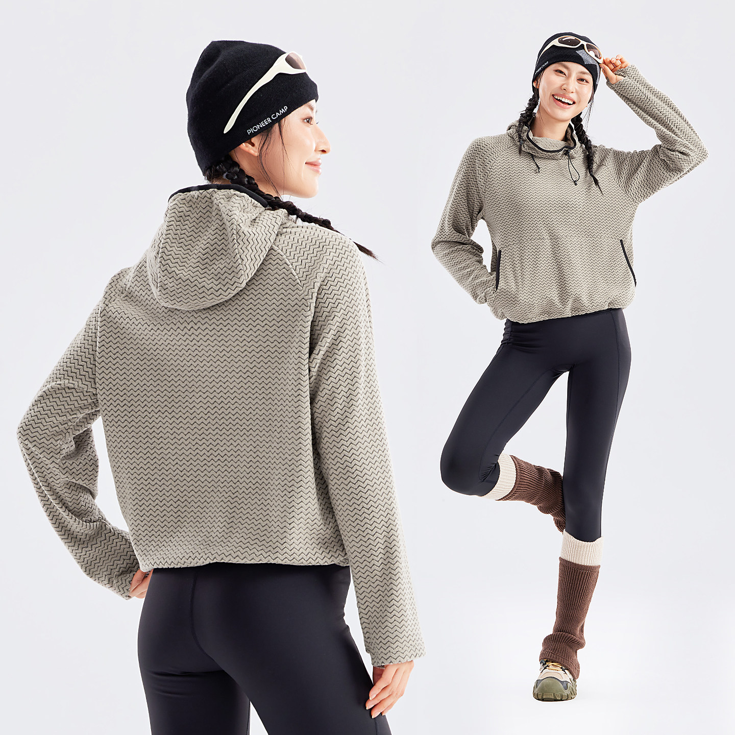 拓路者绒感连帽长袖中间层秋冬户外运动轻量宽松保暖套头抓绒衣女,淘宝优惠券,粉丝福利购,淘宝优惠卷