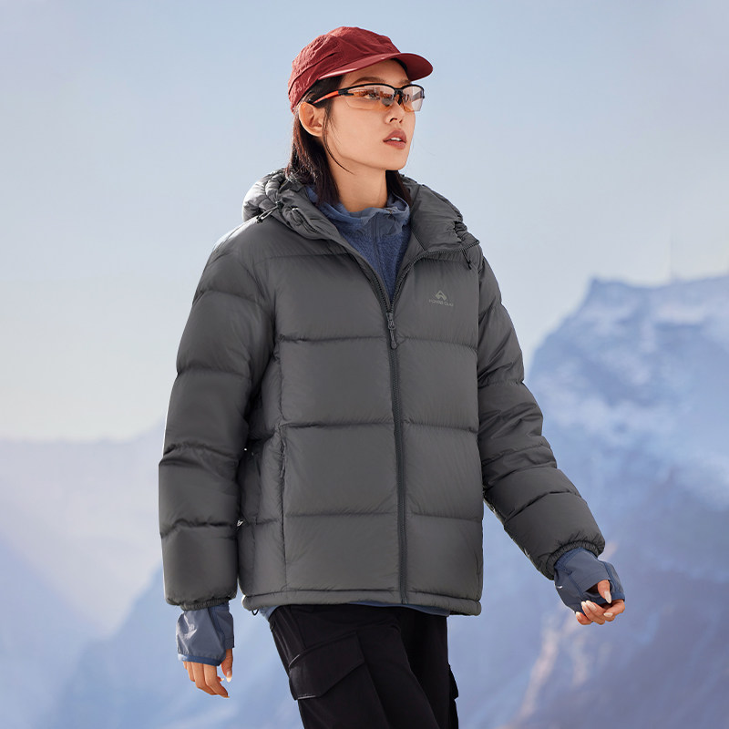 拓路者三防连帽短款羽绒服女冬季加厚保暖防风户外连帽面包服外套