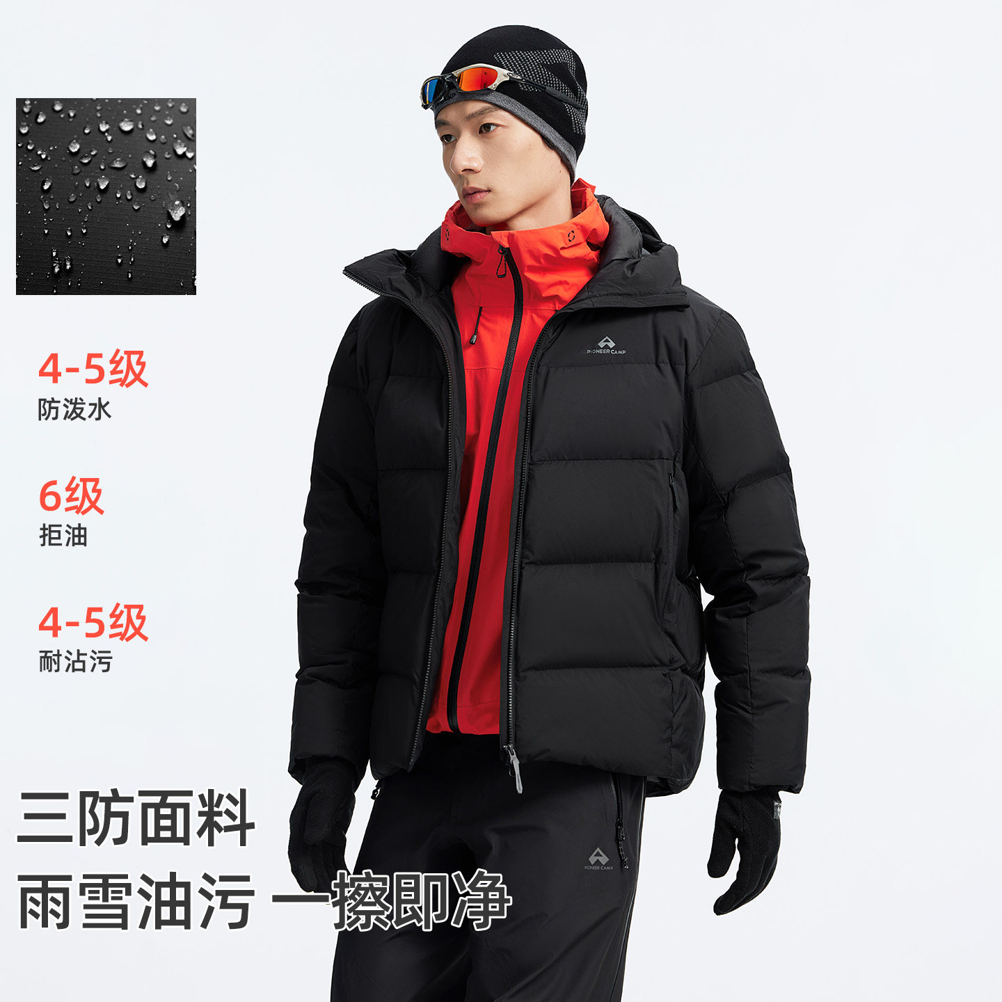 【雪豹PLUS】拓路者800蓬鹅绒服羽绒服外套冬季户外三防面包服男