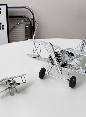 欧式轻奢电镀金属银色飞机模型摆件创意个性酒柜电视柜玄关家居摆
