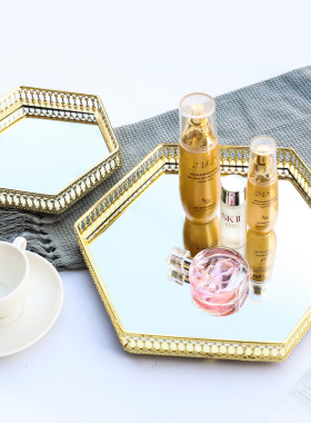 北欧风格收纳梳妆台铁艺合金镜子