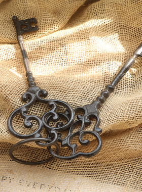 北欧简约复古铸铁金属钥匙圈装饰品挂件咖啡厅装饰品酒吧家居餐厅