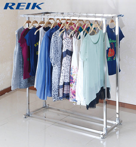 双杆服装展示架中岛架 不锈钢方管衣架 男女装衣服展示架落地衣架 - 图1