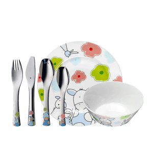 德国WMF米老鼠儿童西餐餐具6件套装不锈钢刀叉勺子宝宝辅食盘子