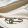 Special clearance clearance batch, pure natural A goods jade ice egg surface blue water ring surface 925 silver inlaid jade ring