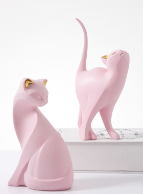 北欧风优雅猫桌面动物儿童房摆件