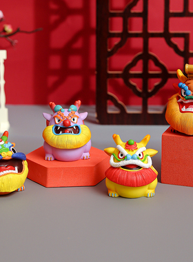 国潮风龙年礼品盲盒手办汽车摆件