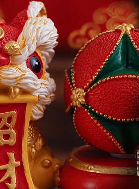 国潮醒狮招财纳福摆件新年礼物