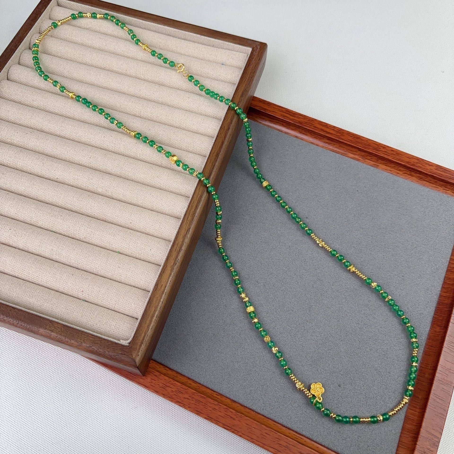 长款简约复古绿小米珠项链百搭气质手工饰品女,淘宝优惠券,粉丝福利购,淘宝优惠卷