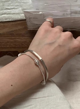 S925银淡水珍珠银珠手链缠绕毛线团手工串珠手饰甜美简约百搭通勤