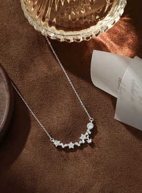 S999纯银足银星星闪钻项链女韩版轻奢气质ins冷淡风小众设计锁骨