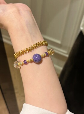 紫水晶串珠手链女轻奢时尚高级感紫龙晶小红书抖音直播爆款新中式