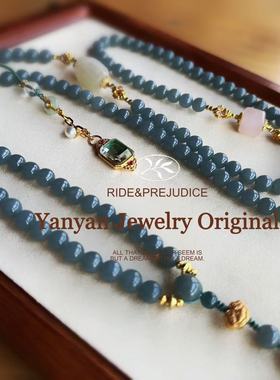 新中式复古中国风蓝水斜挎链项链时尚流苏凤凰吊坠高级百搭女