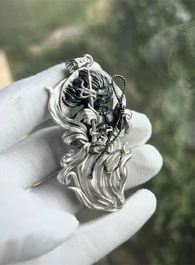 平安吉物不动明王吊坠复古做旧工艺新中式轻奢项链配件男友吊坠