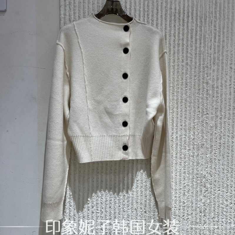 欧洲站2025冬季新款洋气半高领单排扣百搭山羊绒开衫毛衣外套女,淘宝优惠券,粉丝福利购,淘宝优惠卷