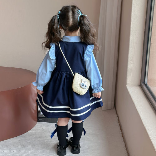 女童学院风连衣裙秋装2025新款兔子警官衣服儿童洋气宝宝公主裙子 - 图3