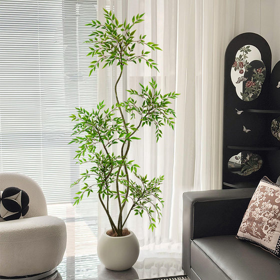 Nandina bamboo simulated green plant large indoor potted decorative flower ornaments living room floor-standing tree advanced bionic fake plant