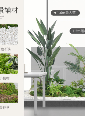 仿真植物庭院景观造景摆件鹅暖石白色石子落地盆栽绿植铺面装饰