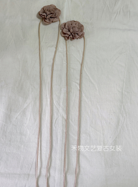 文艺国风立体花朵锁骨颈链度假脖子配饰腰带仙气玫瑰花长绑带腰绳