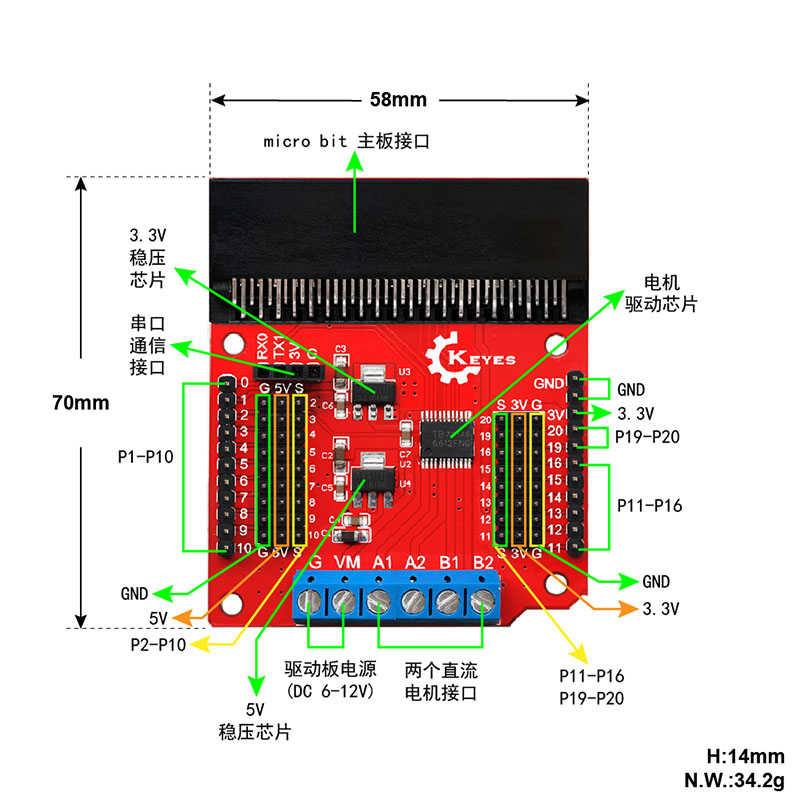 KEYES micro:bit电机驱动扩展板驱动电机 microbit扩展板编程学习-图3