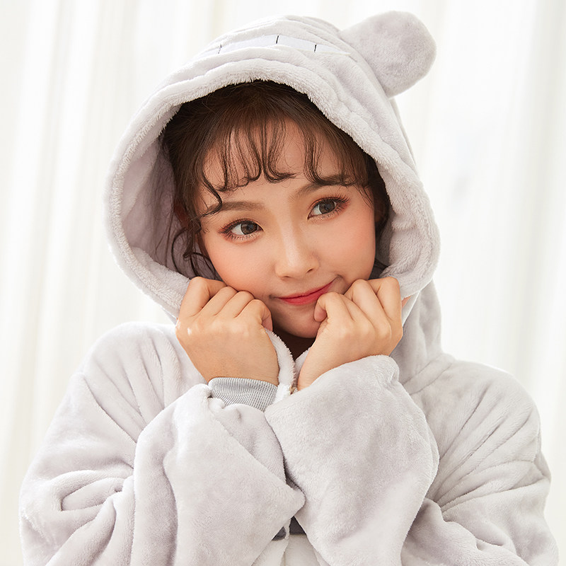 加厚法兰绒卡通连体恐龙猫熊猫睡衣 ovviek睡衣/家居服套装