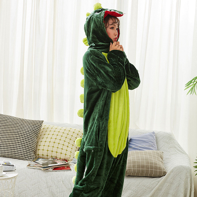 恐龙连体龙猫法兰绒卡通动漫冬睡衣 ovviek睡衣/家居服套装