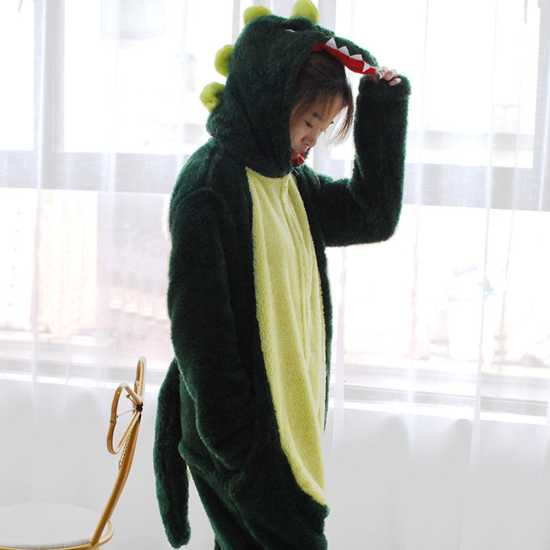 秋冬珊瑚绒恐龙连体动物情侣睡衣 ovviek睡衣/家居服套装