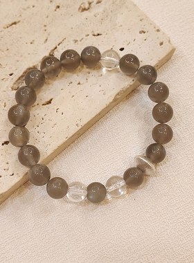 CHUNSHI「月白/枕梦」清冷感原创天然月光石黑骨干手链手串饰品女