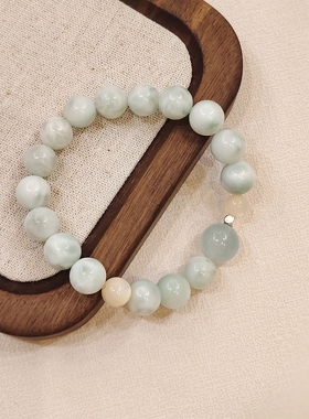 CHUNSHI「青山池」小众原创天然蓝绿纹石海蓝宝送礼饰品手链手串