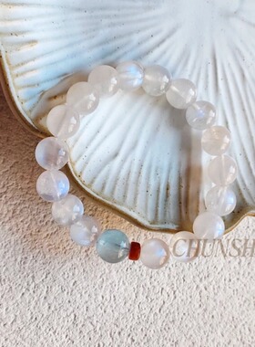 春莳「蘭芷月」清冷感～蓝月光石南红海蓝宝手链手串送礼小众饰品