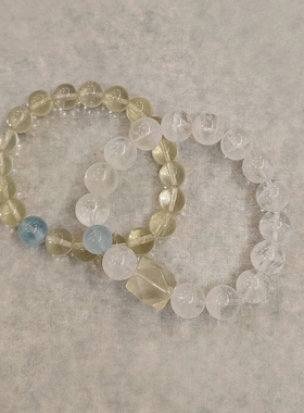 CHUNSHI.「舒月」原创小众天然雪花幽灵海蓝宝柠檬黄水晶手链手串
