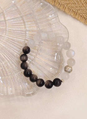 CHUNSHI.「 心悦静美」天然7A级银曜石白月光S925纯银手链手串女