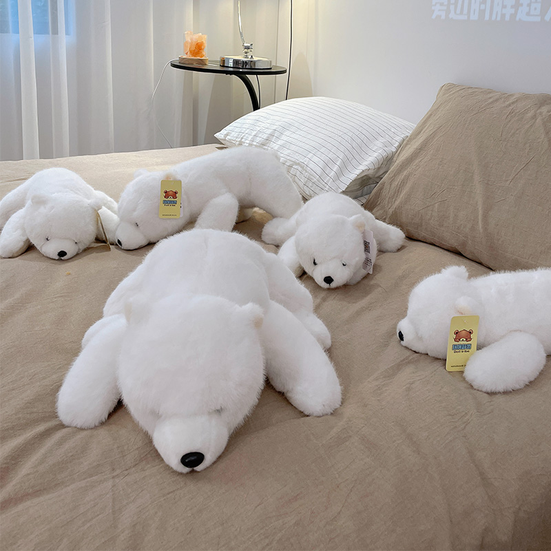 北极熊玩偶抱着睡觉的公仔安抚毛绒玩具女孩娃娃抱枕睡觉床上女生-图3