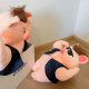 Funny little pig sand sculpture hug pillow plush toy