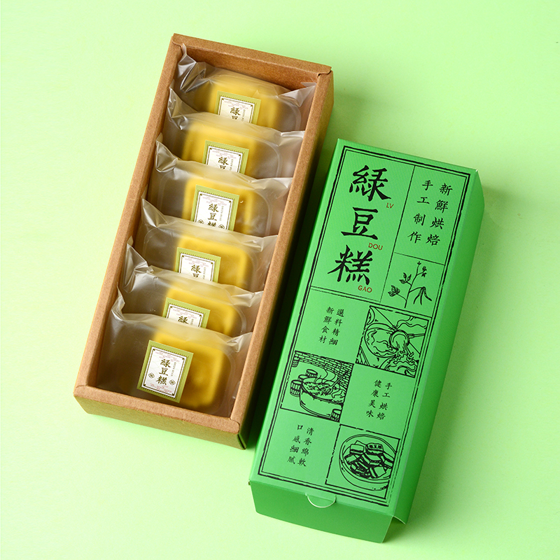 绿豆糕包装盒凤梨酥磨砂机封袋透明底托6粒8粒糕点折叠纸盒手提袋-图1