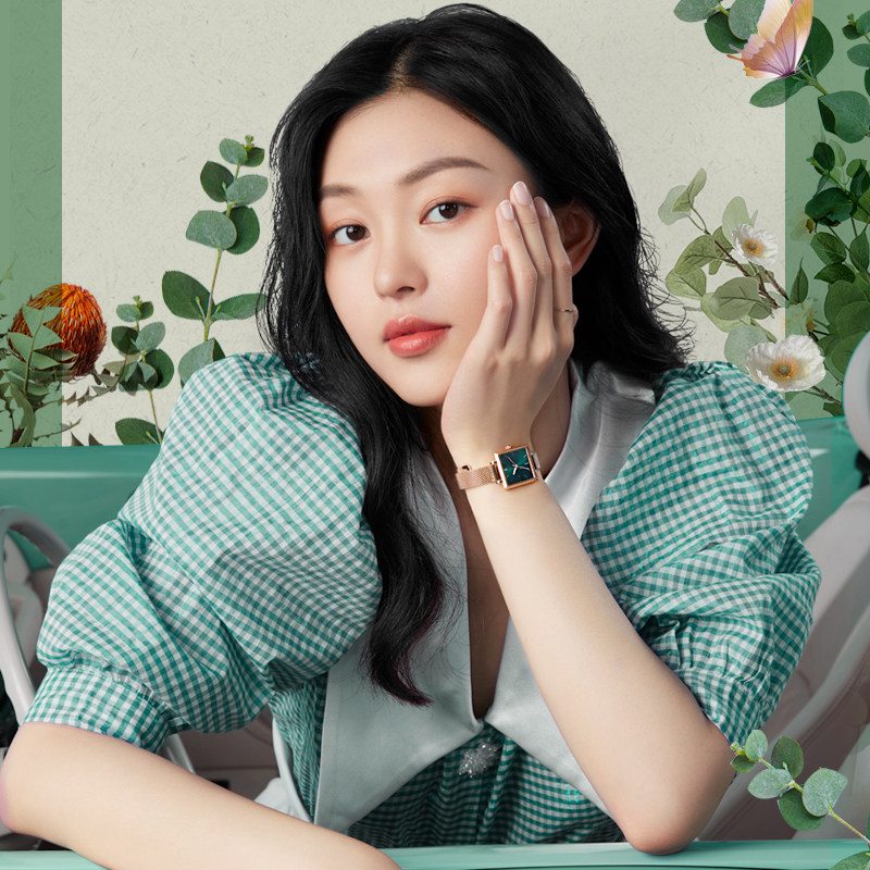 新品罗西尼女ins风简约气质小绿表 罗西尼手表国产腕表